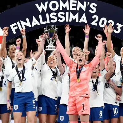 England Women's football team celebrating