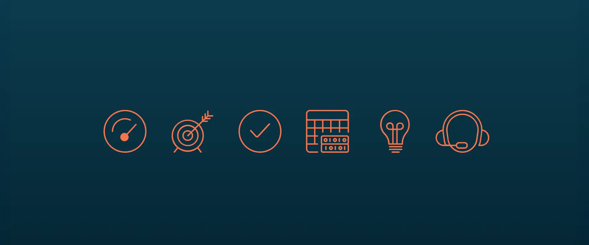Icons depicting Speed, Accuracy, Reputation, Data Sources, Coverage, , Innovation and Customer Support