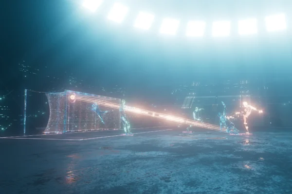 Live soccer stadium environment representing real-time soccer betting odds and data from TxODDS